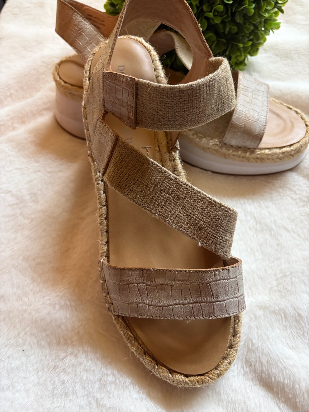 Donald J. Pliner Beige & Tan Espadrille Platform Sandals
